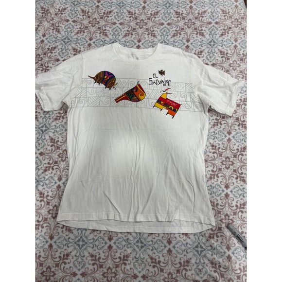 St. Jack's Other - Fernando Llort St Jacks El Salvador Graphic T-Shirt Mens Large White Art Tee